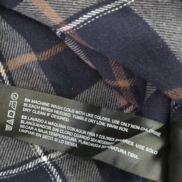 Denim & Flower Men's Medium Navy Plaid Long Sleeve Button Shirt 💯 Cotton - Picture 11 of 11